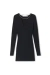 Alexander Wang Mini Dress With Nameplate Chain Black In Black