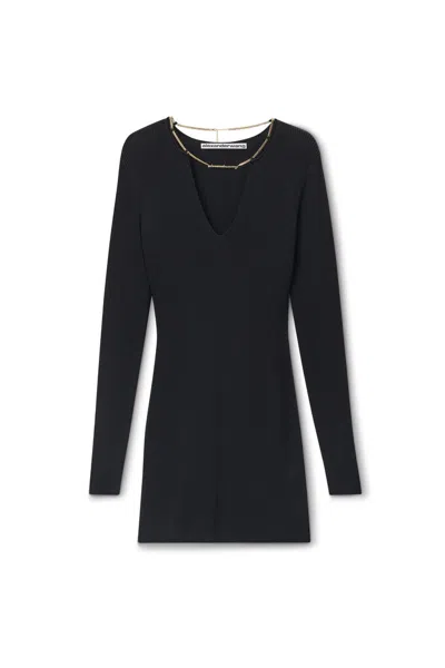 Alexander Wang Logo Nameplate Dress In Black