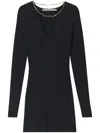 Alexander Wang Mini Dress With Nameplate Chain Black In Black