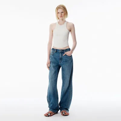 Alexander Wang Logo Panel Balloon Jogger Pant In Blue