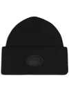 Alexander Wang Dome Logo Beanie In Ribbed Wool Stretch In Black