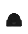 Alexander Wang Dome Logo Beanie In Ribbed Wool Stretch In Black