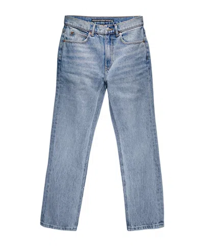 Alexander Wang Logo-patch Cropped Jeans In Blue