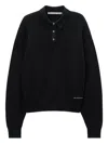 Alexander Wang Logo-patch Long-sleeve Polo Shirt In Black
