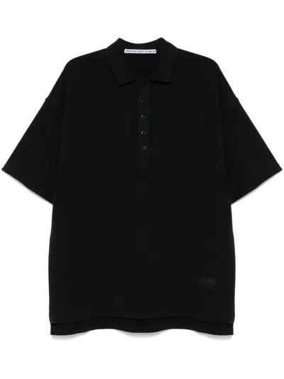 Alexander Wang Logo-patch Polo Shirt In Washed Black