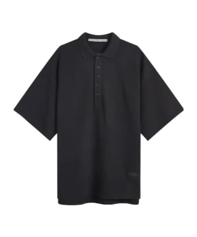 Alexander Wang Logo-patch Polo Shirt In Black