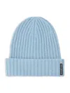 Alexander Wang Logo-patch Ribbed Beanie Hat In Blue