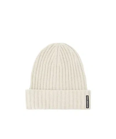 ALEXANDER WANG LOGO-PATCH RIBBED BEANIE HAT