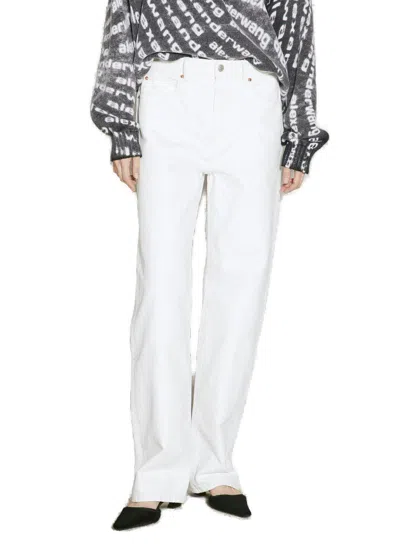 Alexander Wang Logo Patch Straight-leg Jeans In White