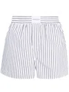 Alexander Wang Logo-patch Striped Poplin Shorts In White
