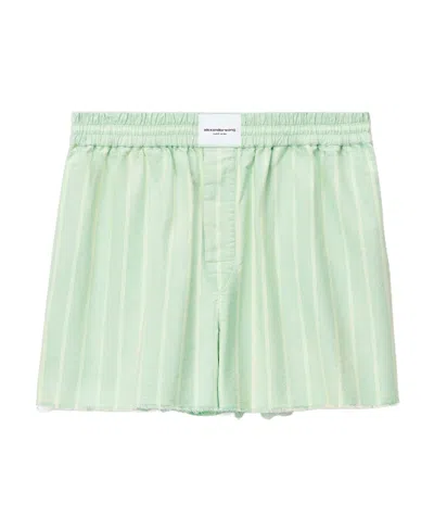 Alexander Wang Logo-patch Striped Shorts In White