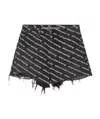 Alexander Wang Omens Grey Aged White Logo-print Bite Denim Shorts In Black