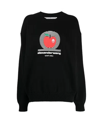 Alexander Wang Logo Pattern Sweater In Black