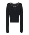 Alexander Wang V-neck Cropped Sweater With Nameplate Chain In Black