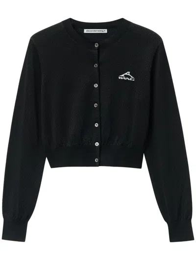 Alexander Wang Logo-print Cardigan In Black