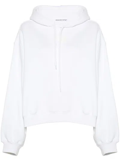 Alexander Wang Logo-print Cotton Hoodie In Weiss