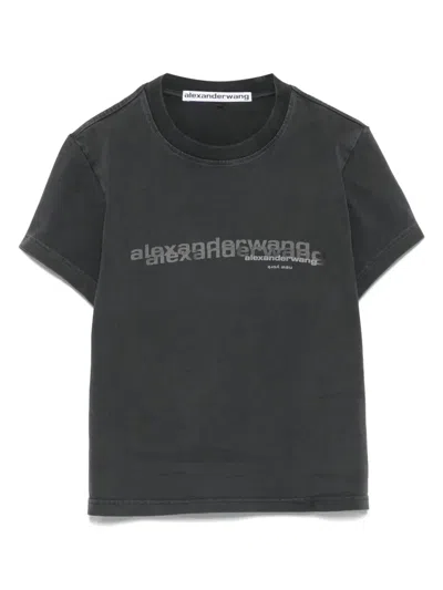 Alexander Wang T-shirt Effetto Ristretto E Consumato Con Logo In Gray