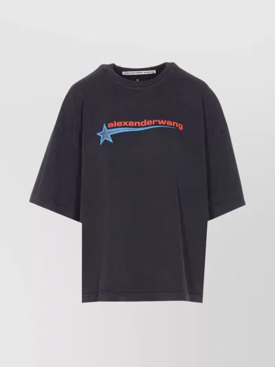 ALEXANDER WANG LOGO PRINT CREWNECK SHORT SLEEVE TOP