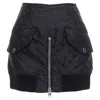 Alexander Wang Logo Print Deconstructed Bomber Nylon Mini Skirt In Black