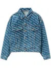 Alexander Wang Game Jacket W Logo Print Clear Bead Hotfix In Blue