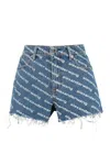Alexander Wang Denim Shorts With All Over Logo