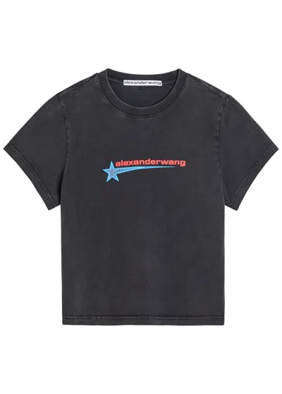 ALEXANDER WANG ALEXANDER WANG LOGO-PRINT EMBELLISHED CROPPED COTTON T-SHIRT