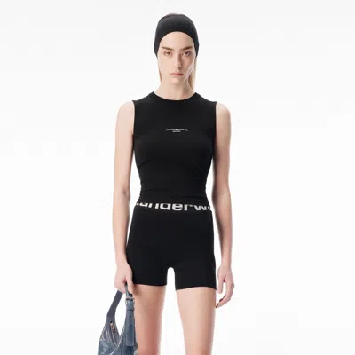 Alexander Wang Logo Print Fitted Tank In Black