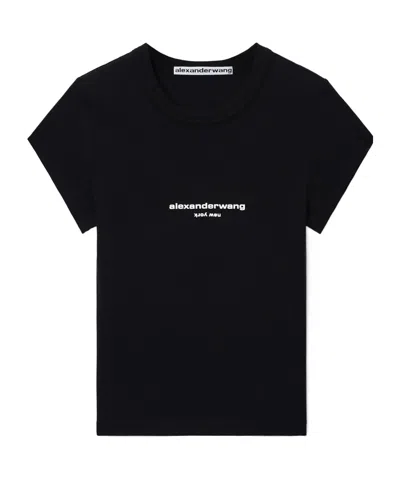 Alexander Wang Logo Print Fitted Tee In Black