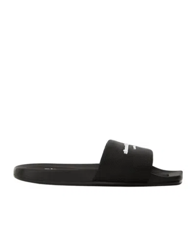 Alexander Wang Padded Logo Pool Slide Sandals Shoes In Black