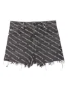 Alexander Wang Logo-print Frayed Shorts In Gray