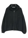 Alexander Wang Cotton Logo Zip-up Hoodie Clothing In Gray