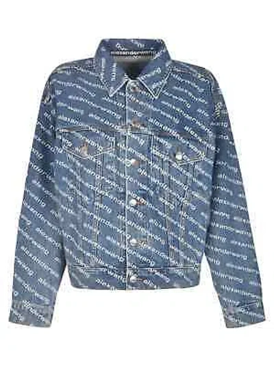 Pre-owned Alexander Wang Logo Print Jacket In Blue
