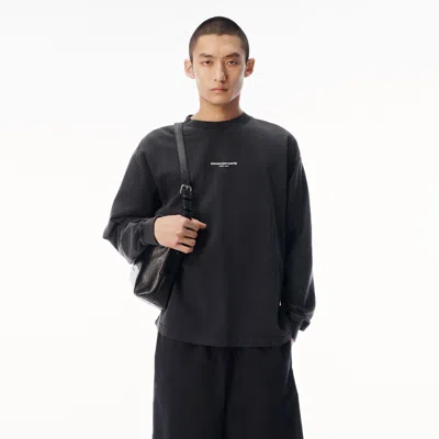 Alexander Wang Logo Print Long Sleeve Tee In Black