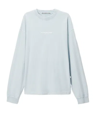 Alexander Wang Logo Print Long Sleeve Tee In Blue