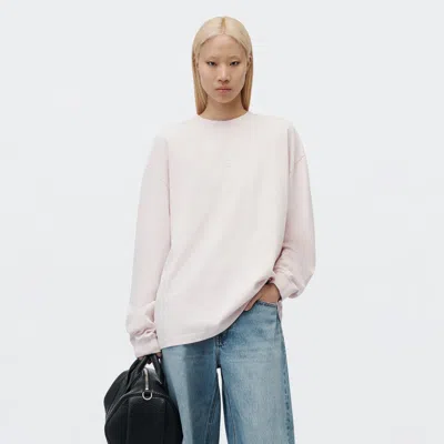 Alexander Wang Logo Print Long Sleeve Tee In Washed Light Pink