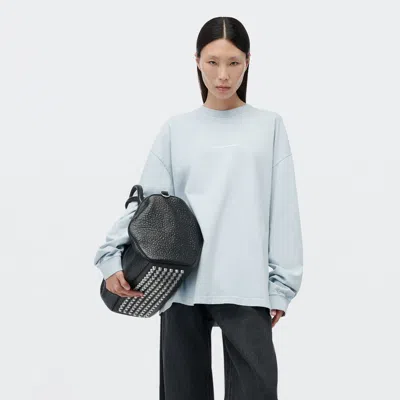 Alexander Wang Logo Print Long Sleeve Tee In Washed Sky