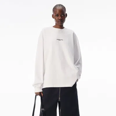 Alexander Wang Logo Print Long Sleeve Tee In White