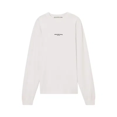 Pre-owned Alexander Wang Logo Print Long-sleeve Tee 'white' | Men's Size Xs