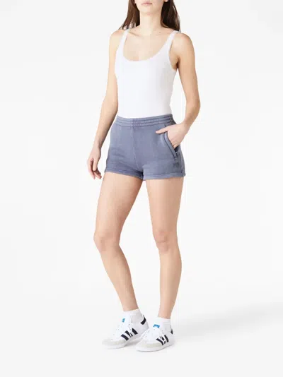 Alexander Wang Logo-print Mini Shorts In Blau