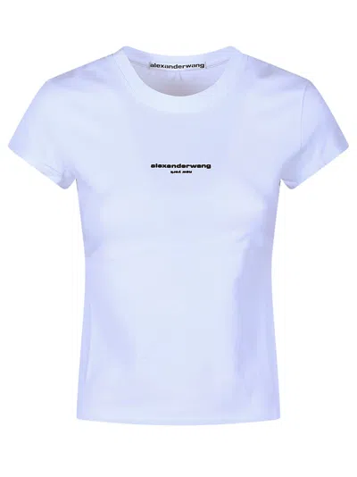 Alexander Wang Logo Print Minimalist Fitted T-shirt In Blue