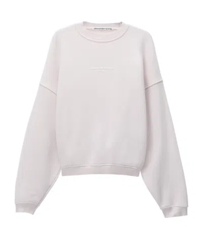 Alexander Wang Logo Print Oversized Crew Neck Shirt In Pink