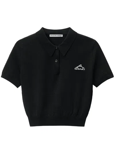 Alexander Wang Logo-print Polo Shirt In Black