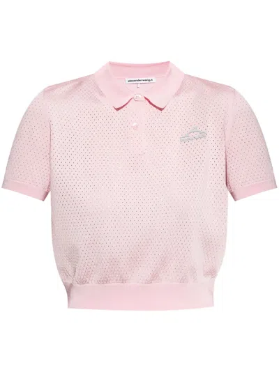 Alexander Wang Logo-print Polo Shirt In Pink