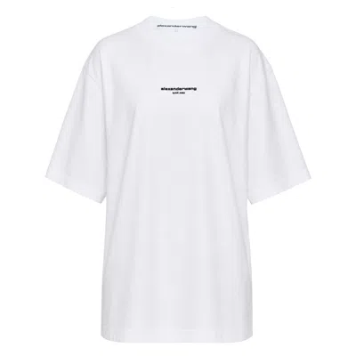 Alexander Wang Logo Print Short Sleeve Tee In White