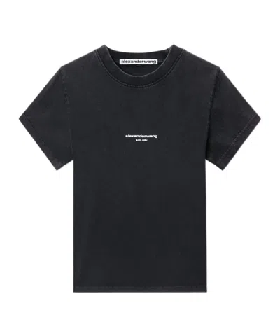 Alexander Wang Logo Print Short Sleeve Tee In Black