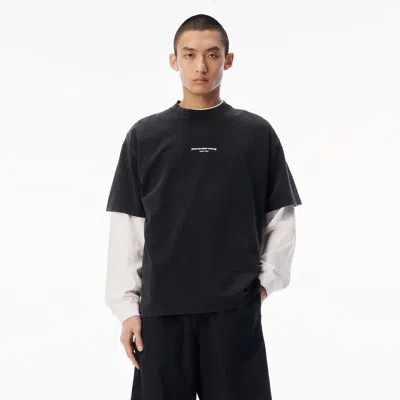 Alexander Wang Logo Print Short Sleeve Tee In Black