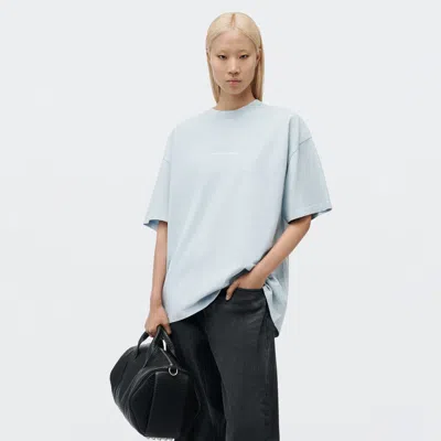 Alexander Wang Logo Print Short Sleeve Tee In Washed Sky