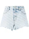 Alexander Wang Blue Printed Bite Logo Denim Shorts In Nude