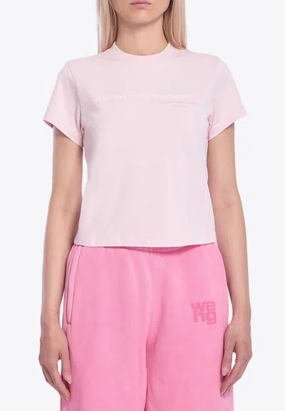 ALEXANDER WANG LOGO PRINT SHRUNKEN T-SHIRT