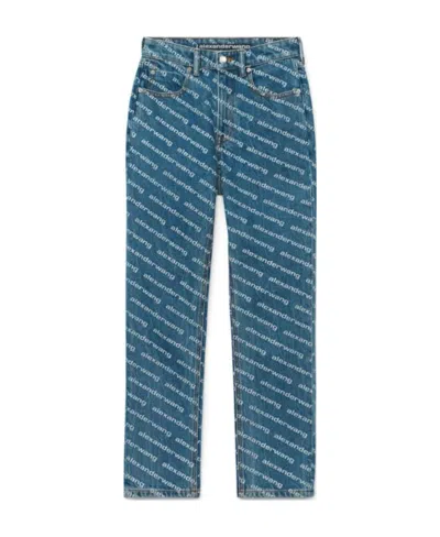 Alexander Wang Logo-print Skinny Jeans In Blue